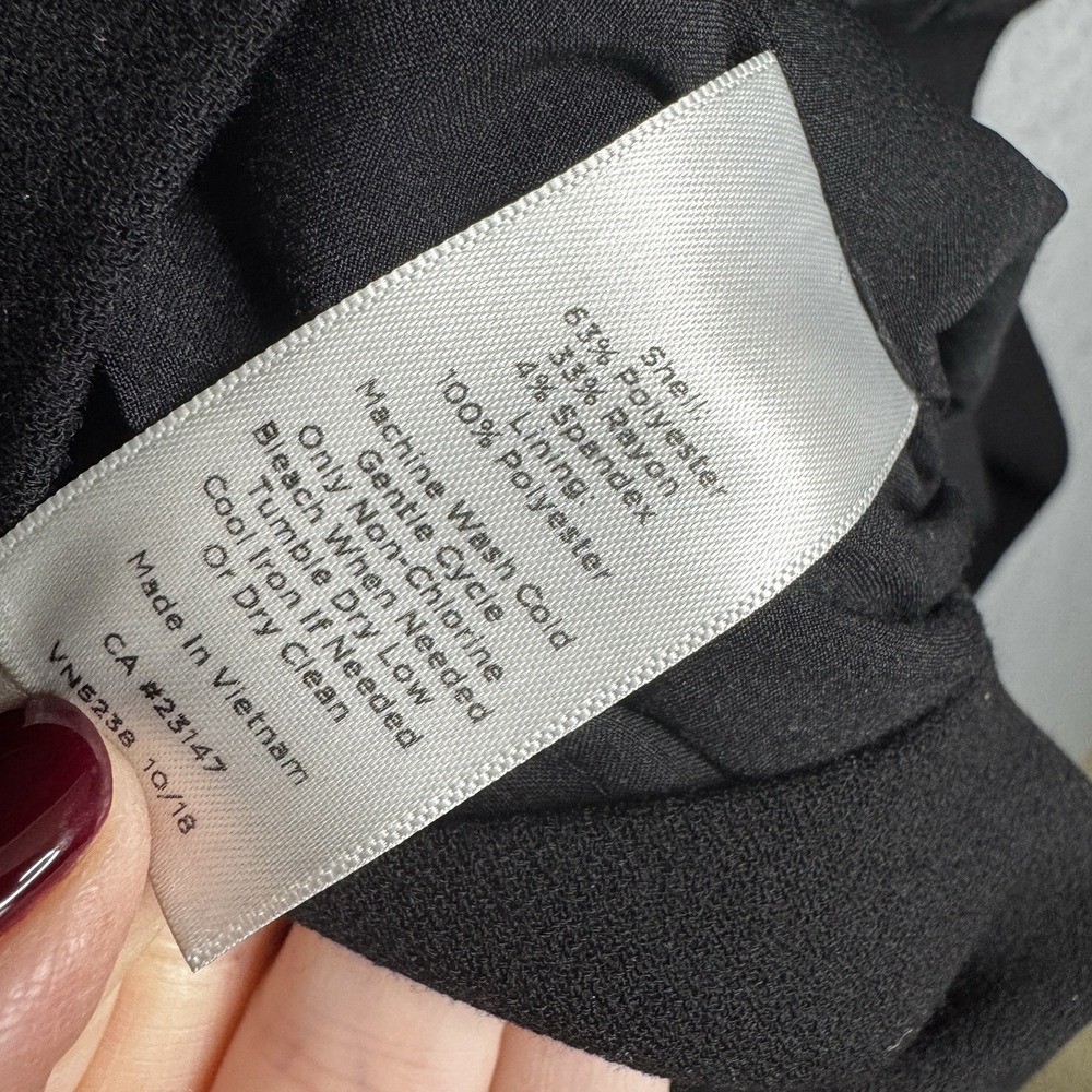 Talbots Petite Size 8P Dress LBD Black Sheath‎ Scalloped Bow Work Career Modest - Picture 4 of 6